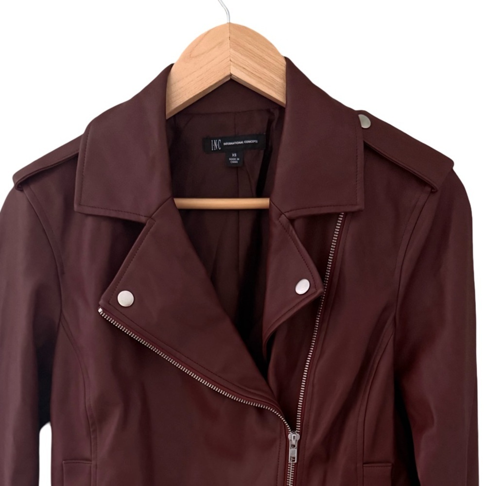 INC International Concepts Faux Leather Moto Jacket NWT Size XS - Picture 5 of 9